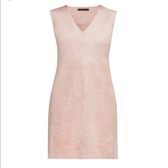 open lace back dress Pink Faux Suede Ruffle Dress
